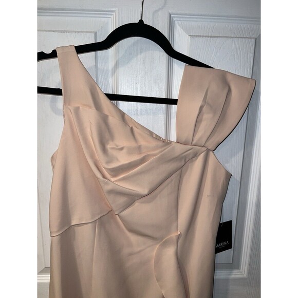 Marina Dress Womens Sz 8 Pink Asymmetrical Sheath Ruffle Romantic feminine New - Picture 3 of 13